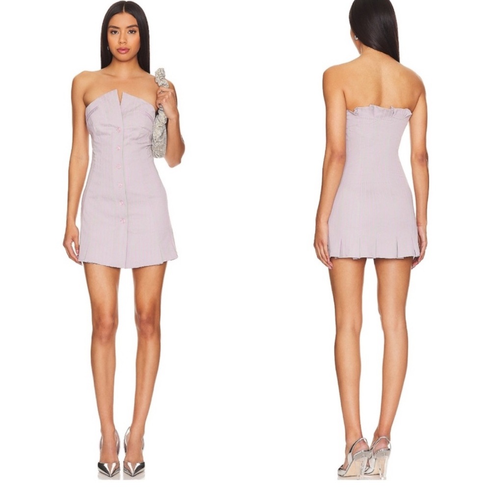 Poster Girl Revolve Mini Strapless Court Dress – Pink Stripe (XL) | NWT